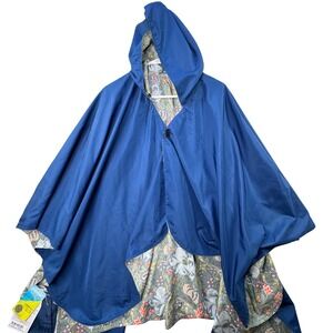 Brand New RainCaper Rainproof Hooded Cape Poncho Women One Size Reversible
